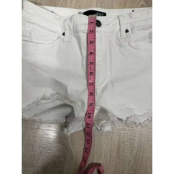 Kut From the Kloth Shorts Womens 6 Gidget Fray Cut Offs Denim White 3” Inseam - Picture 10 of 11